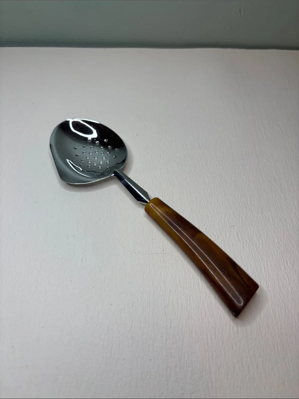 Vintage Stainless Steel Straining and Serving Spoon
